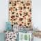 Designart - Modern Flower In Blue Red and Orange - Bohemian & Eclectic Print on Natural Pine Wood